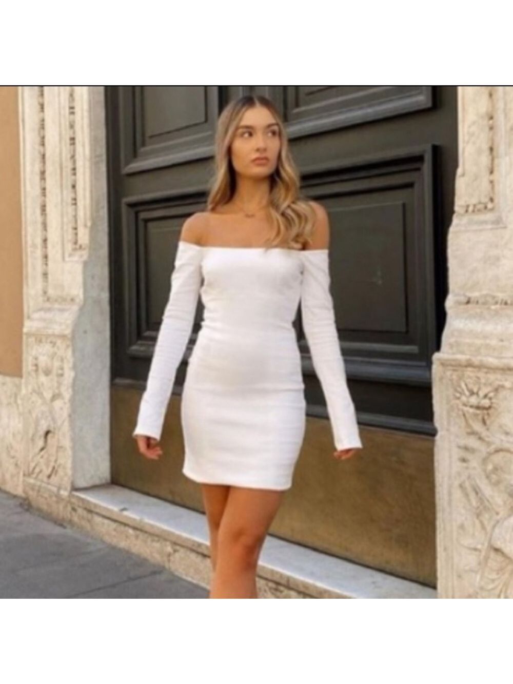 NWT Zara Fitted Off Shoulder Dress, Size XS - Picture 3 of 13